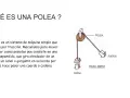 Ilustración de cómo funciona una polea simple para levantar una carga aplicando fuerza.