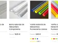 Varillas y barras de metacrilato, transparentes y fluorescentes. El plexiglás significado en variedad de formas y colores.
