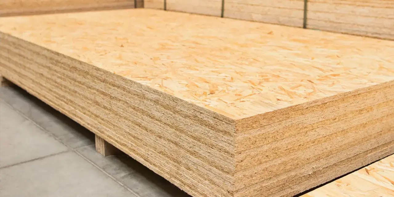 Una pila de tableros de OSB, un material de construcción versátil.