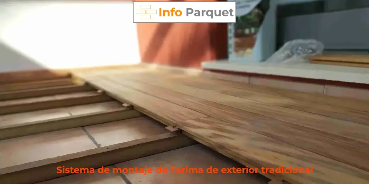 Sistema de montaje de tarima de exterior tradicional. Aprende como nivelar un suelo con rastreles para una base perfecta.
