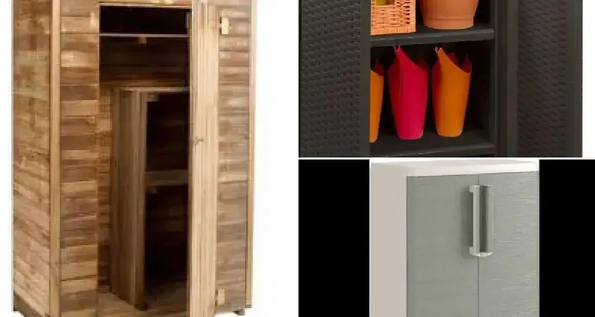 Armario de madera para exterior, ideal para guardar herramientas de jardín. Aprende como hacer un armario de madera para exterior.