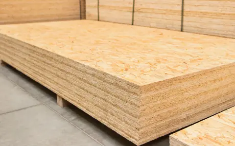 Una pila de tableros de OSB, un material de construcción versátil.