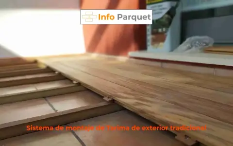 Sistema de montaje de tarima de exterior tradicional. Aprende como nivelar un suelo con rastreles para una base perfecta.
