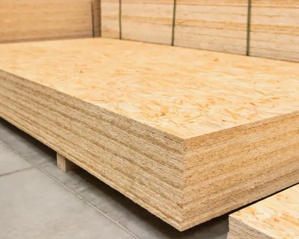 Una pila de tableros de OSB, un material de construcción versátil.