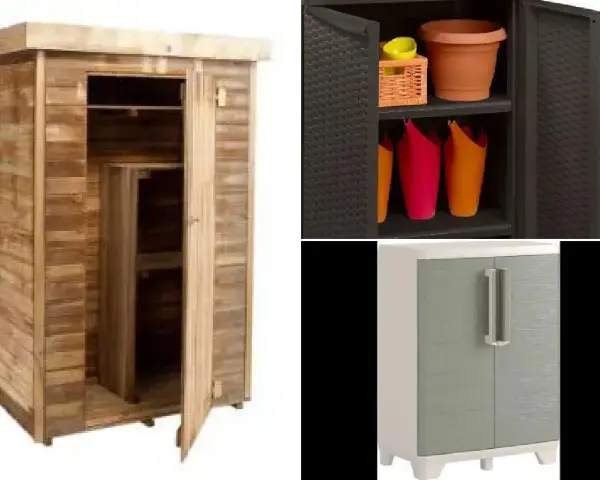 Armario de madera para exterior, ideal para guardar herramientas de jardín. Aprende como hacer un armario de madera para exterior.