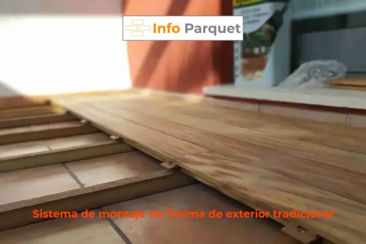 Sistema de montaje de tarima de exterior tradicional. Aprende como nivelar un suelo con rastreles para una base perfecta.