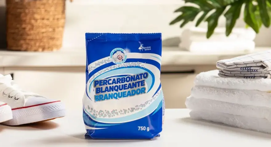 Bolsa de percarbonato blanqueador, ideal para eliminar manchas difíciles en ropa y zapatillas blancas.