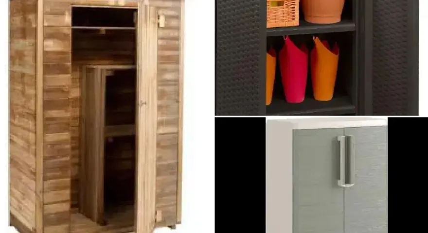 Armario de madera para exterior, ideal para guardar herramientas de jardín. Aprende como hacer un armario de madera para exterior.